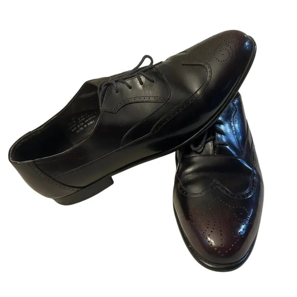 Verde International Dress Shoes Men's Wing Tip Oxford Size 12 Dark/Cherry Brown